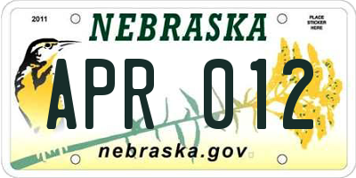 NE license plate APR012