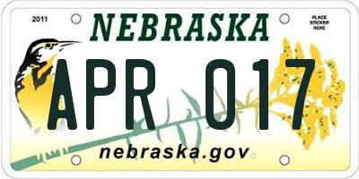 NE license plate APR017