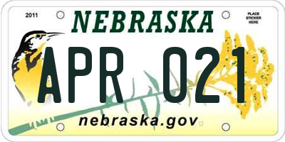 NE license plate APR021