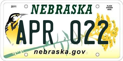 NE license plate APR022