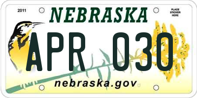 NE license plate APR030