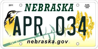 NE license plate APR034