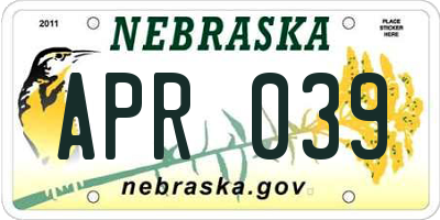 NE license plate APR039
