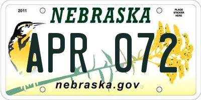 NE license plate APR072