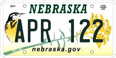 NE license plate APR122