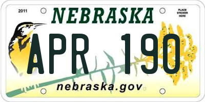 NE license plate APR190