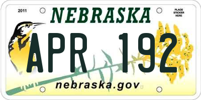 NE license plate APR192