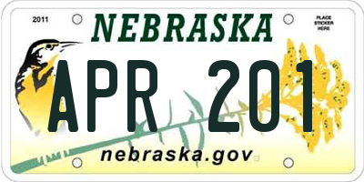 NE license plate APR201