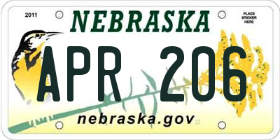 NE license plate APR206