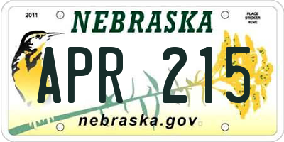 NE license plate APR215