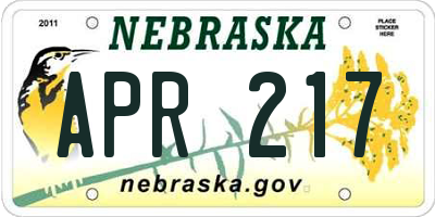 NE license plate APR217