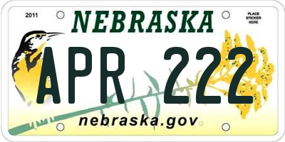 NE license plate APR222