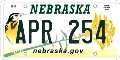 NE license plate APR254