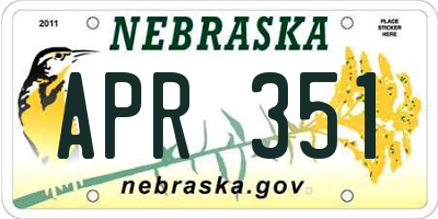 NE license plate APR351