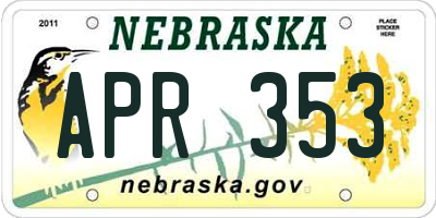 NE license plate APR353