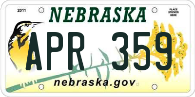 NE license plate APR359