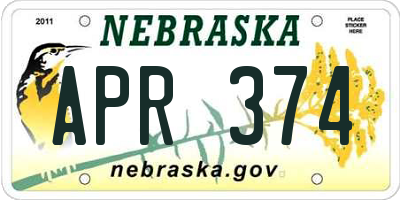NE license plate APR374