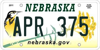 NE license plate APR375