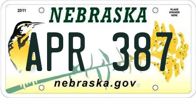 NE license plate APR387