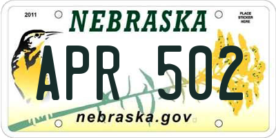 NE license plate APR502