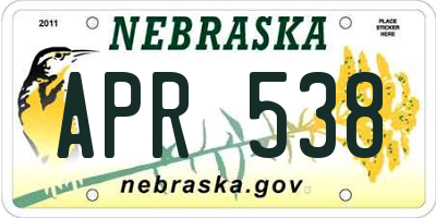 NE license plate APR538