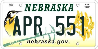 NE license plate APR551