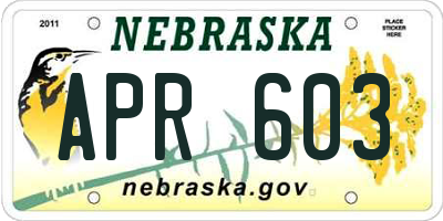 NE license plate APR603
