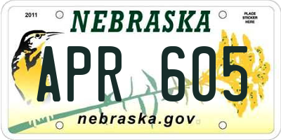 NE license plate APR605