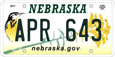 NE license plate APR643