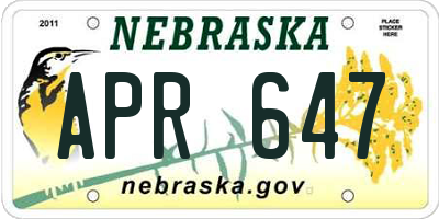 NE license plate APR647