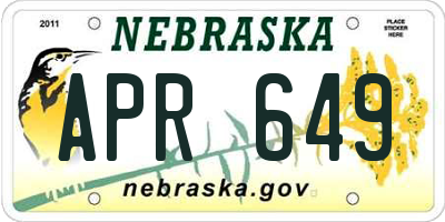 NE license plate APR649