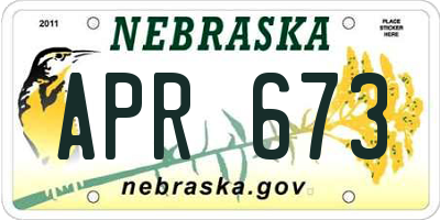 NE license plate APR673