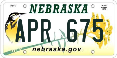 NE license plate APR675
