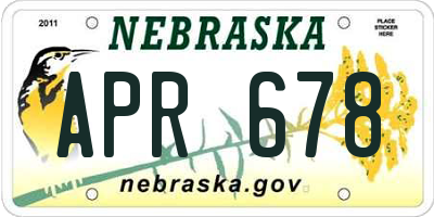 NE license plate APR678