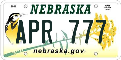 NE license plate APR777