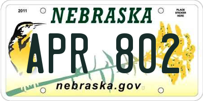 NE license plate APR802