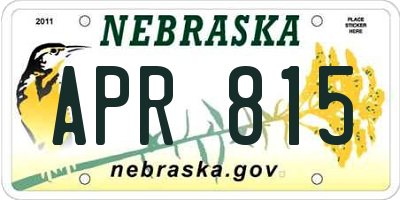 NE license plate APR815