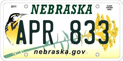 NE license plate APR833
