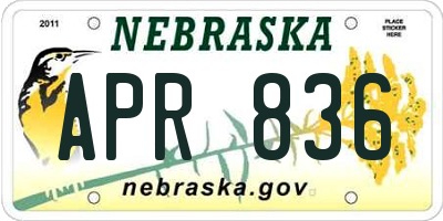 NE license plate APR836