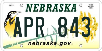 NE license plate APR843