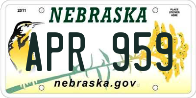 NE license plate APR959