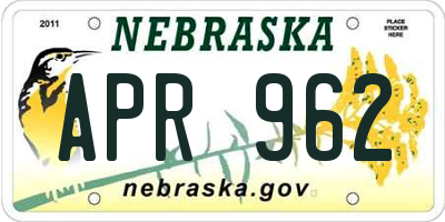 NE license plate APR962