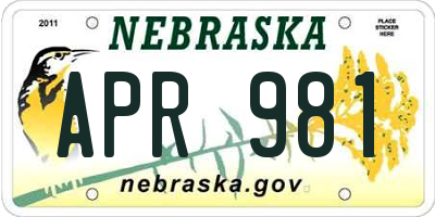 NE license plate APR981