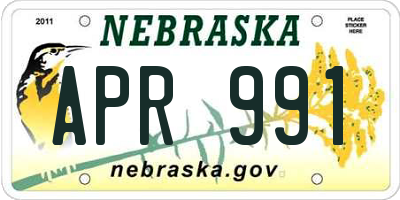 NE license plate APR991