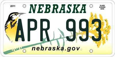 NE license plate APR993