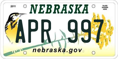 NE license plate APR997