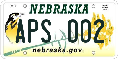NE license plate APS002