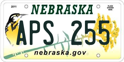 NE license plate APS255