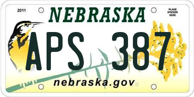 NE license plate APS387