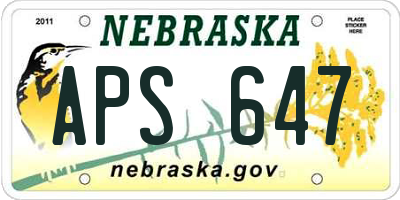 NE license plate APS647